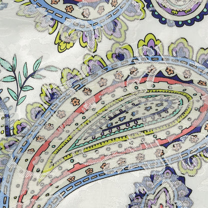 Stretch Floral Jacquard Print - Navy and White Paisley - Mood Exclusive Grandiose Gems Detail