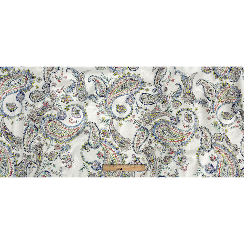 Stretch Floral Jacquard Print - Navy and White Paisley - Mood Exclusive Grandiose Gems Full