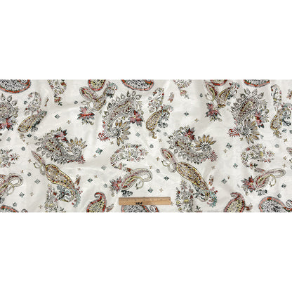 Stretch Floral Jacquard Print - Tangerine and Yellow Paisley - Mood Exclusive Memorable Motifs Full