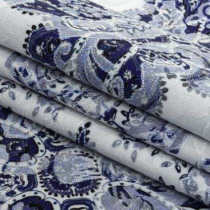 Mood Exclusive Navy Blossoming Embellishments Printed Stretch Floral Jacquard Folded