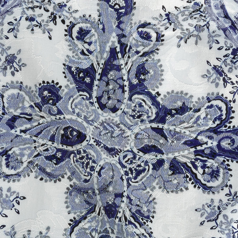 Mood Exclusive Navy Blossoming Embellishments Printed Stretch Floral Jacquard Detail