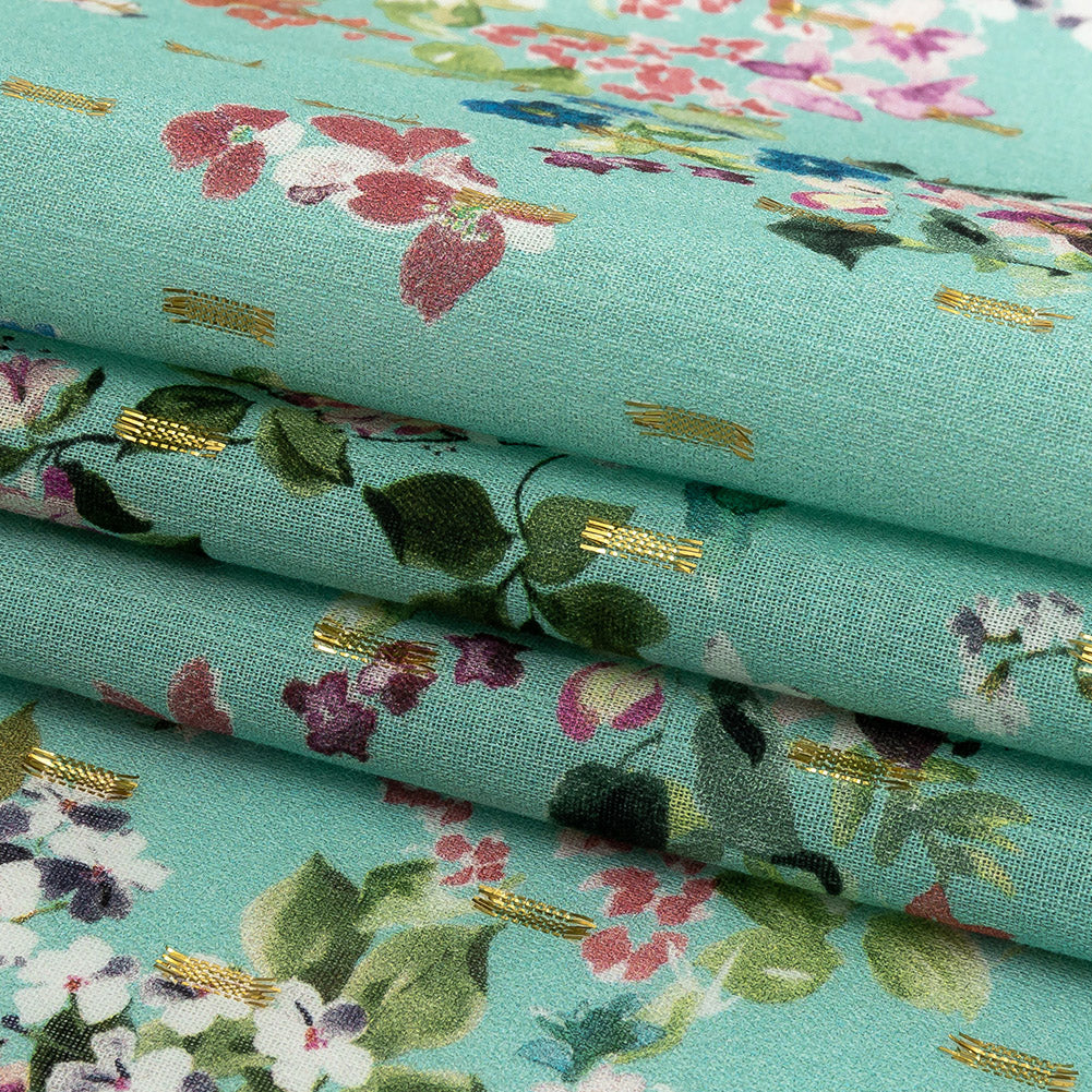 Cotton Voile Print with Metallic Dots - Seafoam Floral - Mood Exclusive April Awakening Folded