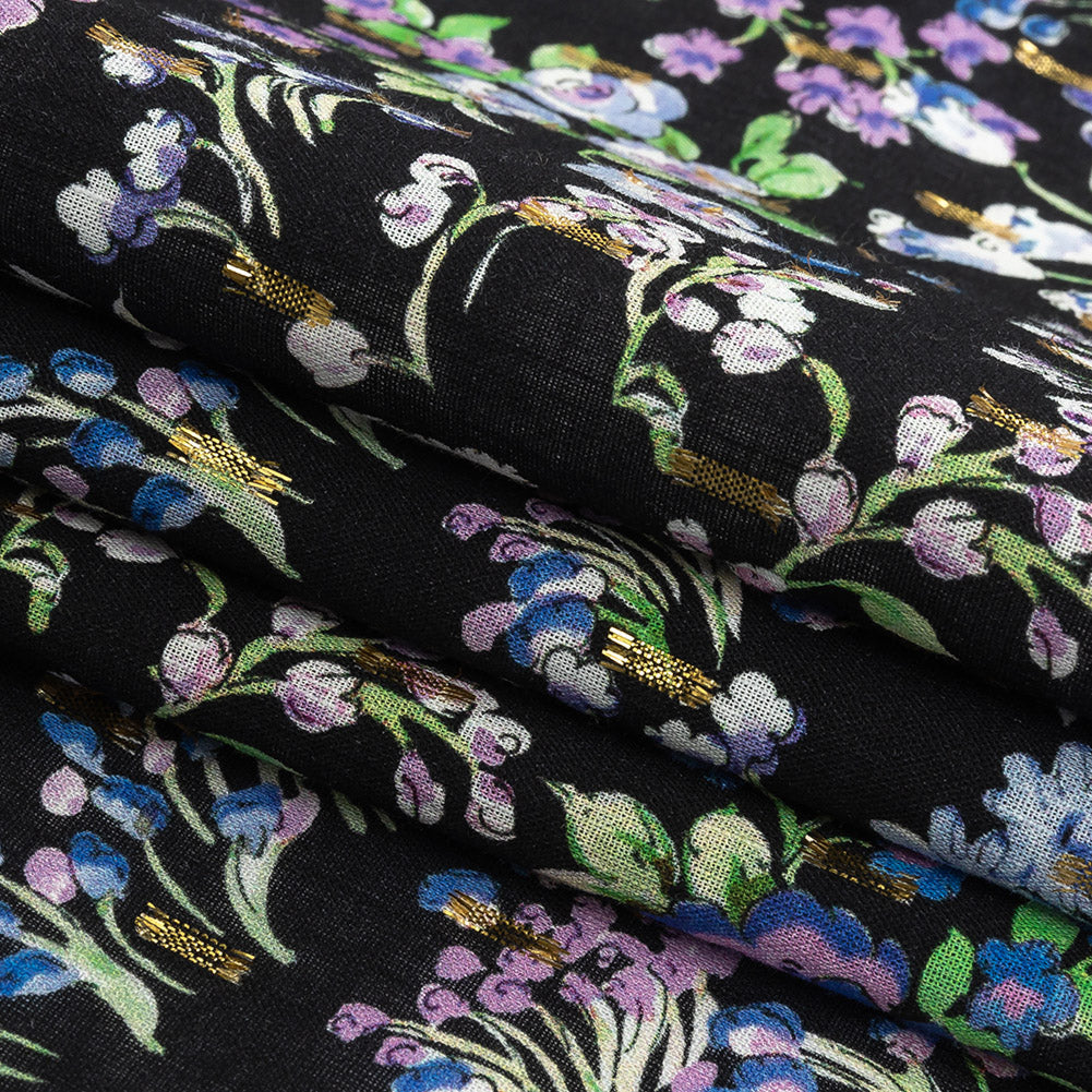 Cotton Voile Print with Metallic Dots - Black Floral - Mood Exclusive Celestial Serendipity Folded