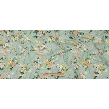 Cotton Voile Print with Metallic Dots - Seafoam and Baby Pink Floral - Mood Exclusive Bewitching Bliss Full