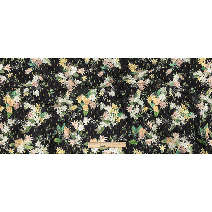 Cotton Voile Print with Metallic Dots - Black and Pink Floral - Mood Exclusive Bewitching Bliss Full