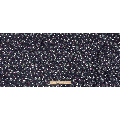 Stretch Cotton Twill Print - Midnight Navy and White Dandelion Floral - Mood Exclusive Feeling Dandy Full