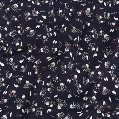 Stretch Cotton Twill Print - Midnight Navy and White Dandelion Floral - Mood Exclusive Feeling Dandy