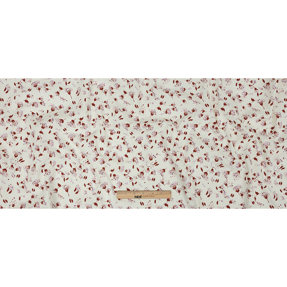 Stretch Cotton Twill Print - Rust and White Dandelion Floral - Mood Exclusive Feeling Dandy Full