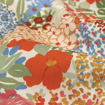 Stretch Cotton Twill Print - Tangerine Floral - Mood Exclusive Bunches o' Blooms Detail
