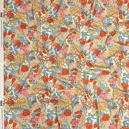 Stretch Cotton Twill Print - Tangerine Floral - Mood Exclusive Bunches o' Blooms Full