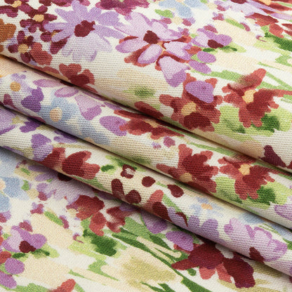 Stretch Cotton Twill Print - Off-White and Purple Floral - Mood Exclusive Wildflowers Willing Folded