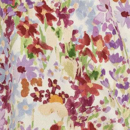 Stretch Cotton Twill Print - Off-White and Purple Floral - Mood Exclusive Wildflowers Willing Detail