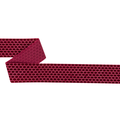 Italian Red Honeycomb Velvet Burnout Trim - 1.4375"
