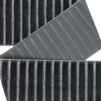 Italian Gray Vertical Stripes Velvet Burnout Trim - 1.4375" Detail