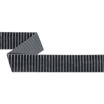Italian Gray Vertical Stripes Velvet Burnout Trim - 1.4375"