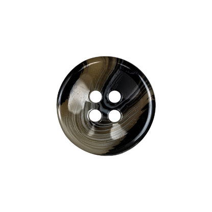 Translucent Teak, White and Tap Shoe 4-Hole Swirl Saucer Button - 30L/19mm