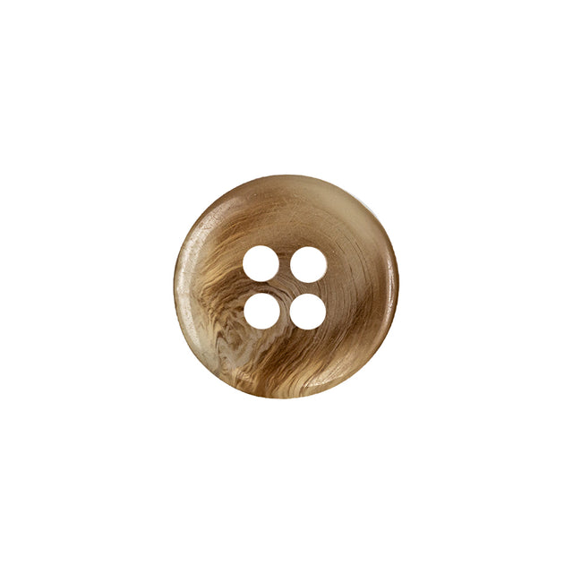 Chestnut and Beige Swirl Translucent 4-Hole Low Convex Top Plastic Button - 24L/15mm