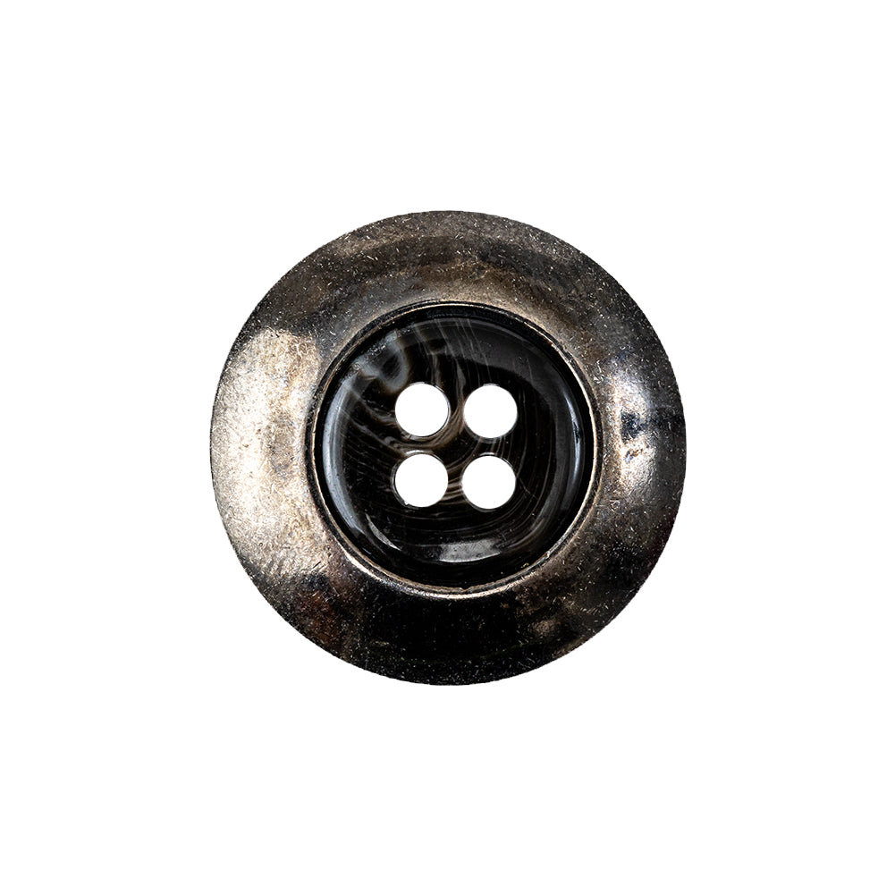 Black and Gray Swirl Gunmetal 4-Hole Set-in Button - 36L/23mm Detail
