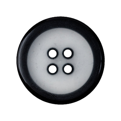 Black and Translucent Rounded Rim 4-Hole Plastic Button - 44L/28mm Detail