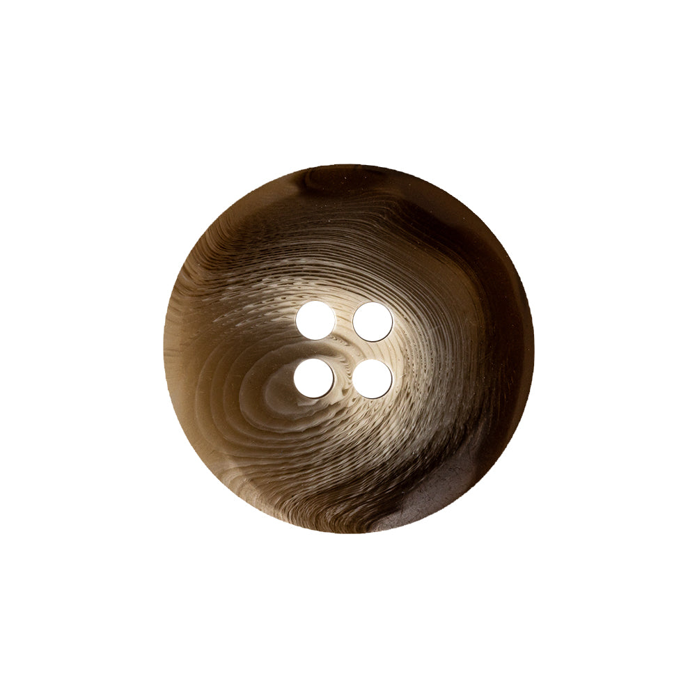 Taupe and Nut Brown Swirl Convex 4-Hole Button with Subtle Rim - 36L/23mm Detail