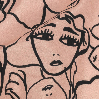 Cotton Poplin - Light Pink Linework Faces - Un dia en Andorra Print - Mood Exclusive Felipe Collection Detail