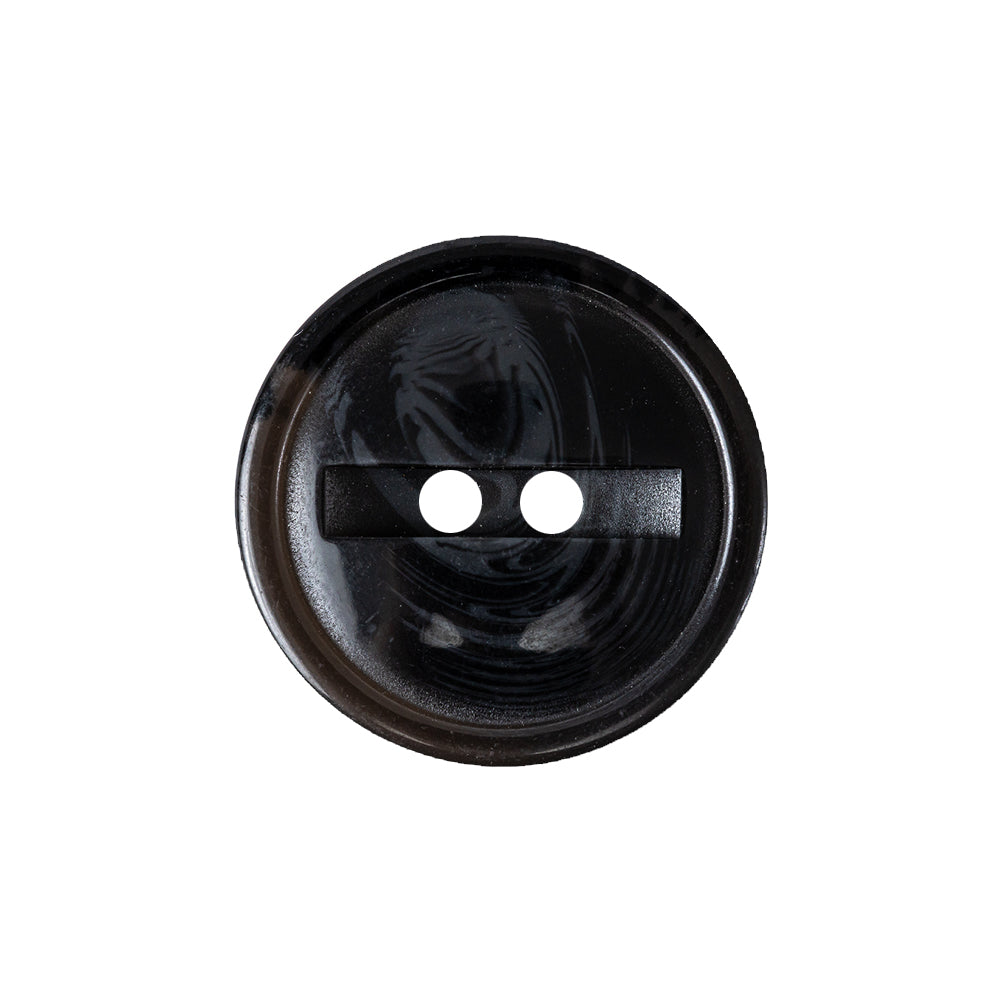 Dark Gray and Caviar Black Translucent Swirl 2-Hole Channel Style Plastic Button - 36L/23mm