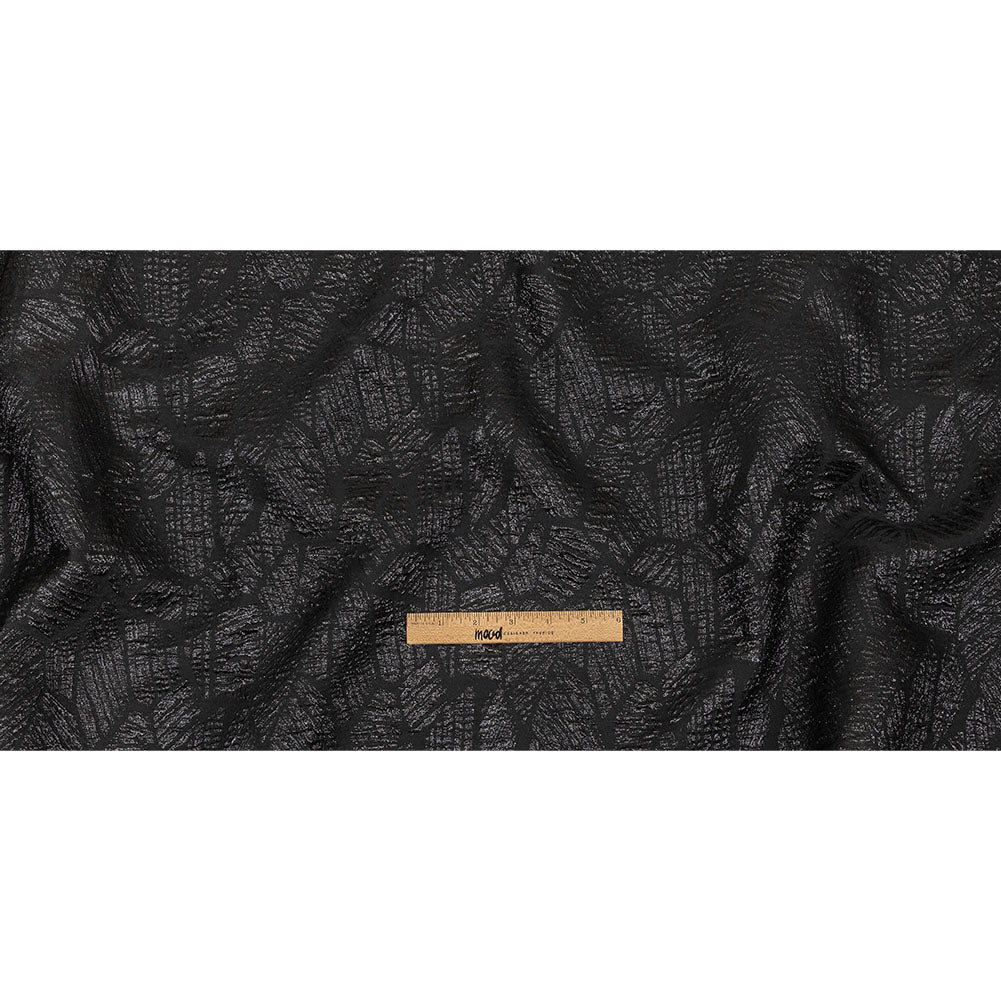 Metallic Black Abstract Hatching Luxury Brocade Full
