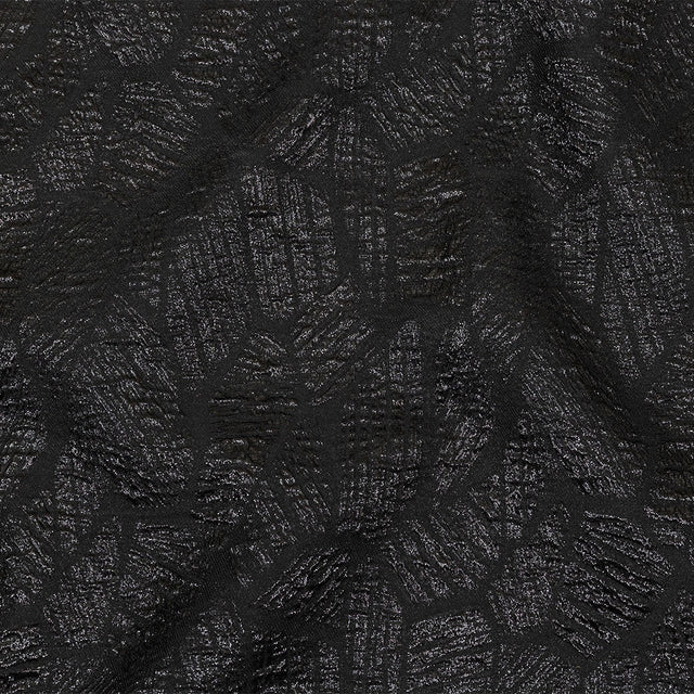 Metallic Black Abstract Hatching Luxury Brocade