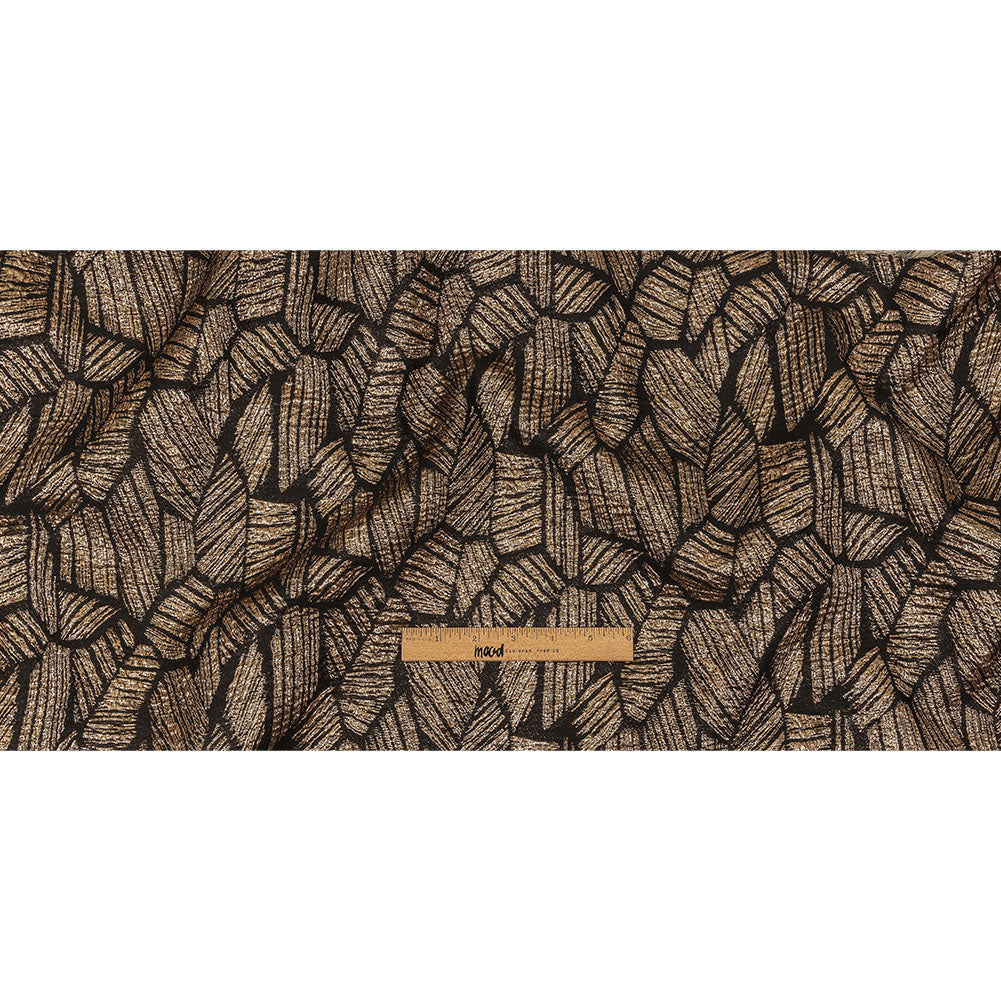 Metallic Gold and Black Abstract Hatching Luxury Brocade Full