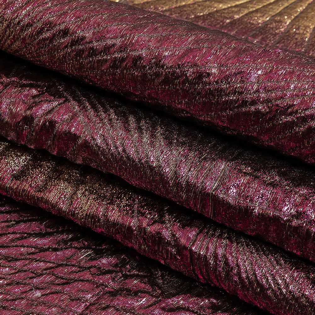 Metallic Purple, Gold and Gray Fanning Rays Luxury Brocade Folded