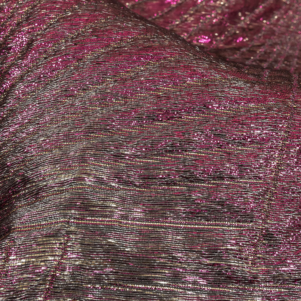 Metallic Purple, Gold and Gray Fanning Rays Luxury Brocade Detail