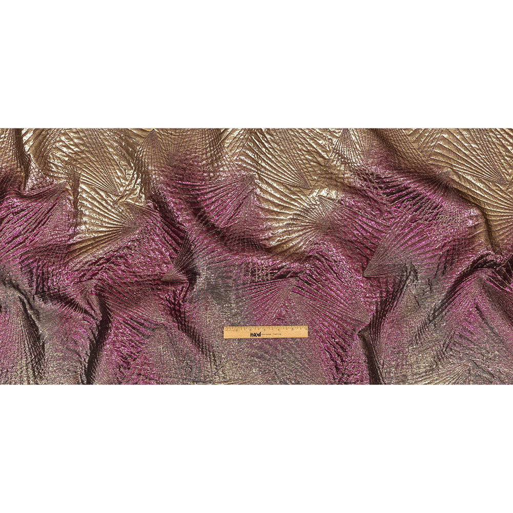 Metallic Purple, Gold and Gray Fanning Rays Luxury Brocade Full