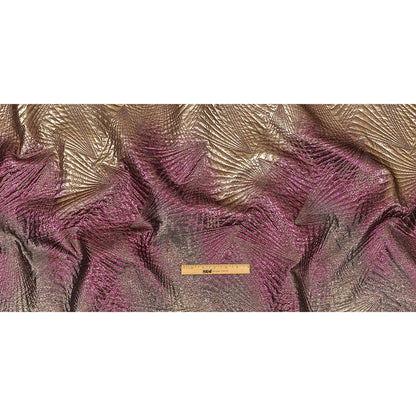 Metallic Purple, Gold and Gray Fanning Rays Luxury Brocade Full