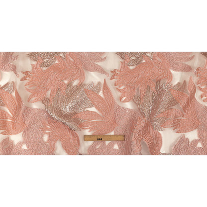 Metallic Silver and Pink Leafy Luxury Burnout Brocade Full