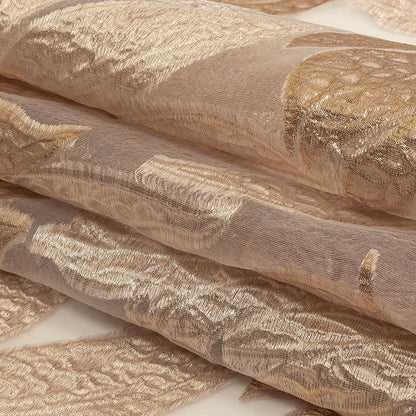 Metallic Gold and Beige Leafy Luxury Burnout Brocade Folded