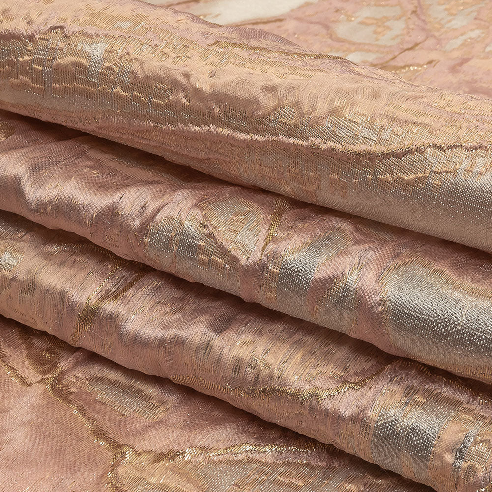 Metallic Cream Pink, Gold and Pale Gray Marbled Luxury Brocade Folded