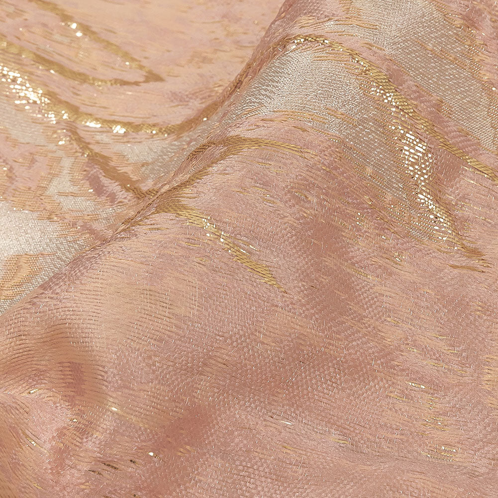 Metallic Cream Pink, Gold and Pale Gray Marbled Luxury Brocade Detail