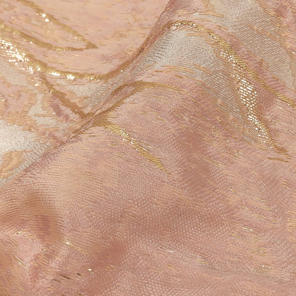 Metallic Cream Pink, Gold and Pale Gray Marbled Luxury Brocade Detail