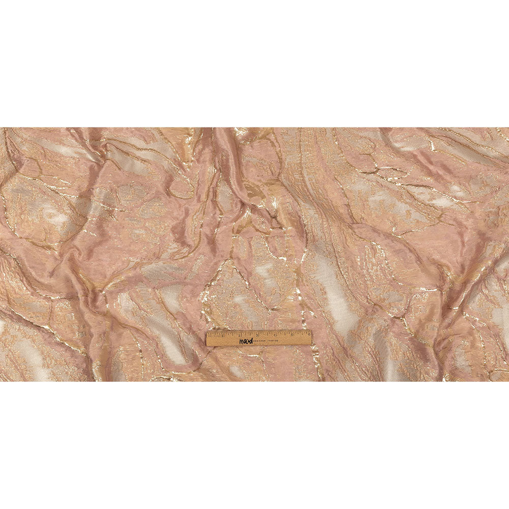 Metallic Cream Pink, Gold and Pale Gray Marbled Luxury Brocade Full