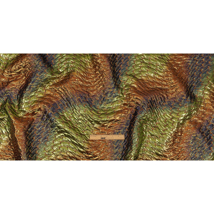Metallic Orange, Lime and Navy Abstract Mosaic Luxury Brocade Full