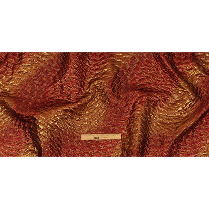 Metallic Copper, Scarlet and Wine Abstract Mosaic Luxury Brocade Full