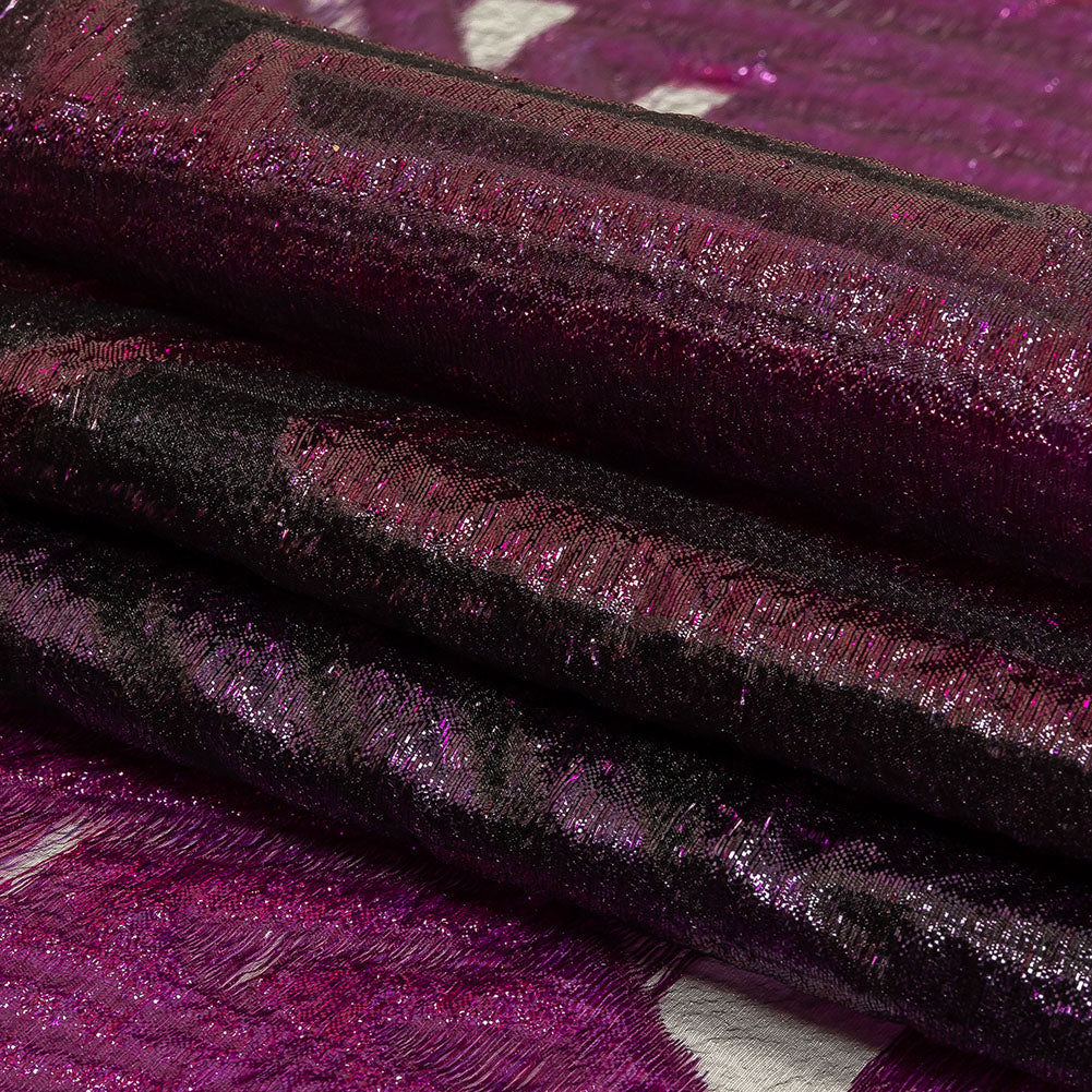 Metallic Purple Abstract Sheer Luxury Burnout Brocade Folded