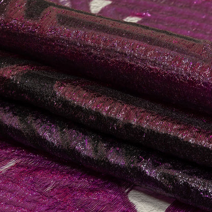 Metallic Purple Abstract Sheer Luxury Burnout Brocade Folded