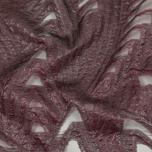 Metallic Black and Burgundy Abstract Sheer Luxury Burnout Brocade
