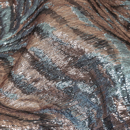 Metallic Sky and Rose Gold Leafy Luxury Burnout Brocade Detail