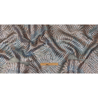Metallic Sky and Rose Gold Leafy Luxury Burnout Brocade Full