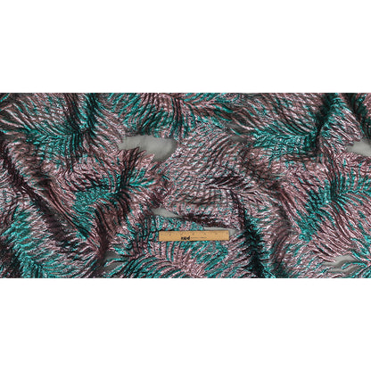Metallic Teal and Baby Pink Leafy Luxury Burnout Brocade Full