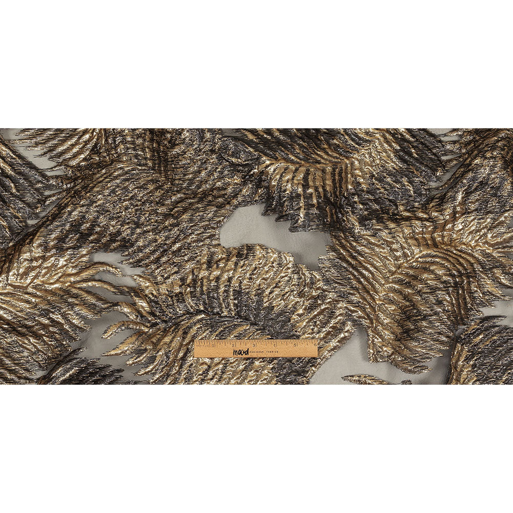 Metallic Gold and Black Leafy Luxury Burnout Brocade Full