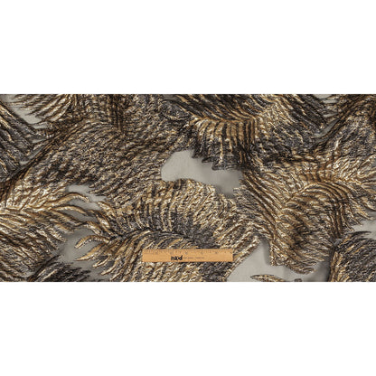 Metallic Gold and Black Leafy Luxury Burnout Brocade Full