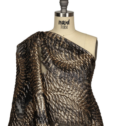 Metallic Gold and Black Leafy Luxury Burnout Brocade Drape